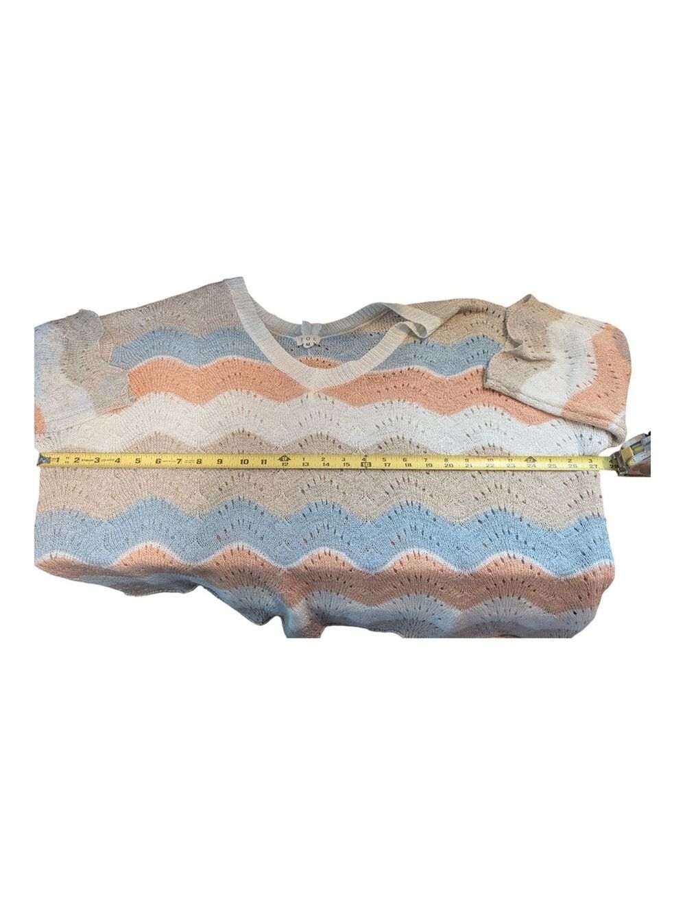 POL Pastel Scallop Knit Oversized V Neck Sweater Med - Picture 4 of 8